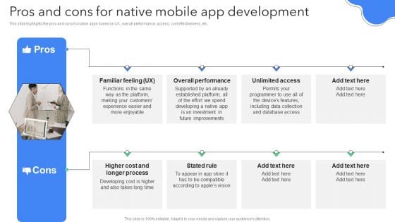 Creating Mobile Application For Android Pros And Cons For Native Mobile App Development Summary PDF