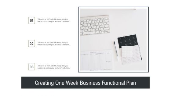 Creating One Week Business Functional Plan Ppt PowerPoint Presentation Gallery Maker PDF