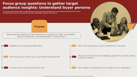 Creating Positioning Techniques For Market Research Focus Group Questions To Gather Target Audience Insights Microsoft PDF