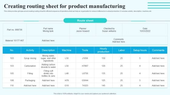 Creating Routing Sheet For Product Manufacturing Professional PDF