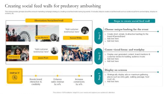 Creating Social Feed Walls For Predatory Ambushing Ppt Icon Layout PDF