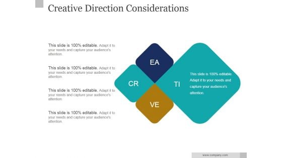 Creative Direction Considerations Ppt PowerPoint Presentation Background Image