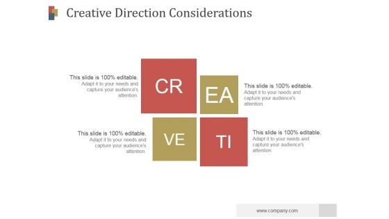 Creative Direction Considerations Ppt PowerPoint Presentation Graphics