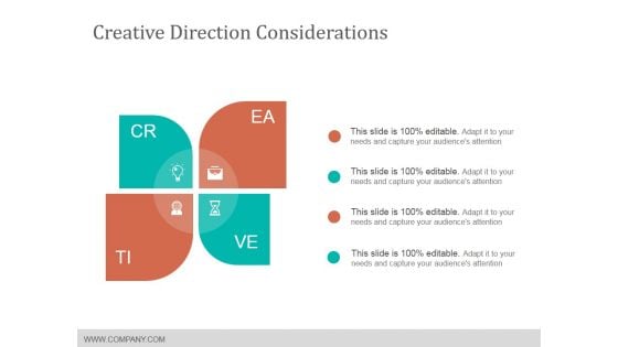 Creative Direction Considerations Ppt Powerpoint Presentation Pictures Skills