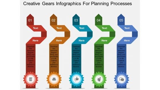 Creative Gears Infographics For Planning Processes Powerpoint Template