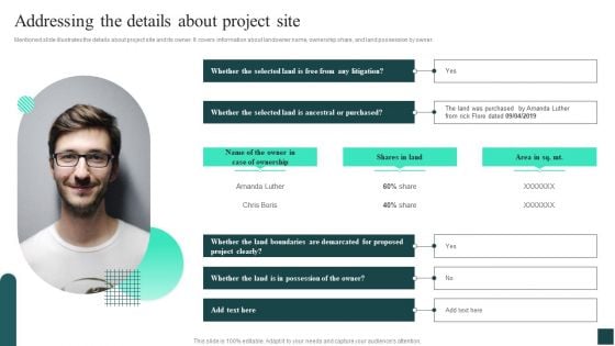 Credibility Assessment Summary For Construction Project Addressing The Details About Project Site Elements PDF