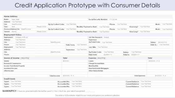 Credit Application Prototype With Consumer Details Information PDF Credit Application Prototype With Consumer Details Information PDF