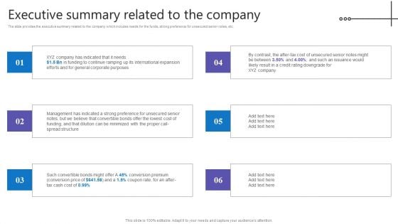 Credit Resources For New Business Executive Summary Related To The Company Infographics PDF Credit Resources For New Business Executive Summary Related To The Company Infographics PDF