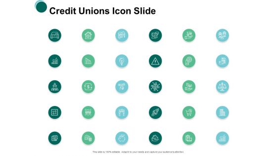 Credit Unions Icon Slide Agenda Ppt PowerPoint Presentation Outline Ideas