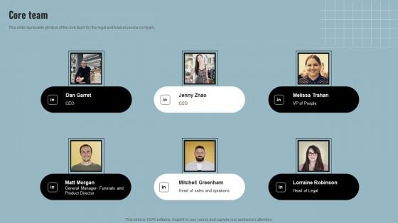 Cremation Services Business Investor Funding Elevator Pitch Deck Core Team Information PDF Cremation Services Business Investor Funding Elevator Pitch Deck Core Team Information PDF