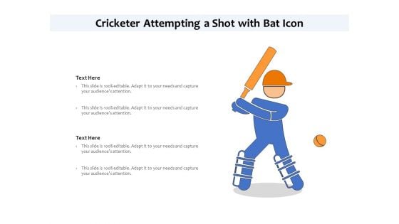 Cricketer Attempting A Shot With Bat Icon Ppt PowerPoint Presentation File Infographics PDF