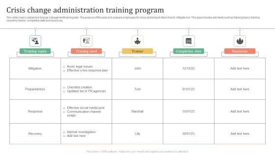 Crisis Change Administration Training Program Clipart PDF