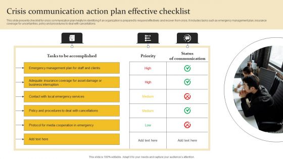 Crisis Communication Action Plan Effective Checklist Portrait PDF