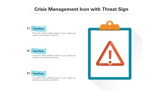 Crisis Management Icon With Threat Sign Ppt PowerPoint Presentation Inspiration Background PDF