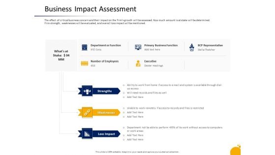 Crisis Management Program Presentation Business Impact Assessment Themes PDF