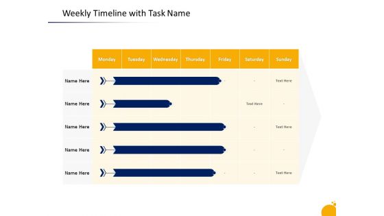 Crisis Management Program Presentation Weekly Timeline With Task Name Brochure PDF