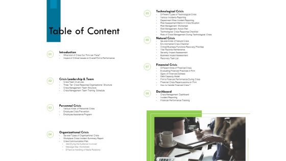 Crisis Management Table Of Content Ppt File Portrait PDF