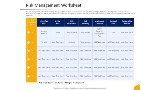 Crisis Program Presentation Risk Management Worksheet Ppt Show Information PDF