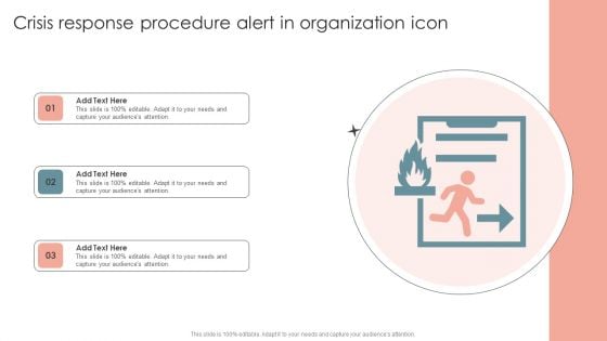 Crisis Response Procedure Alert In Organization Icon Topics PDF