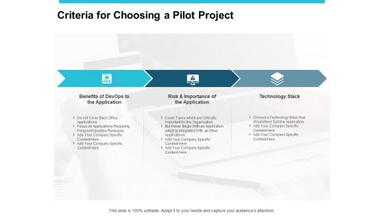 Criteria For Choosing A Pilot Project Ppt PowerPoint Presentation Inspiration Background Images