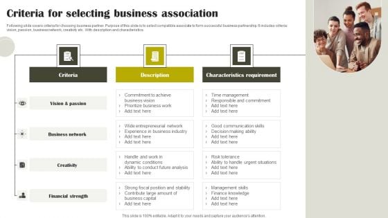 Criteria For Selecting Business Association Portrait PDF Criteria For Selecting Business Association Portrait PDF