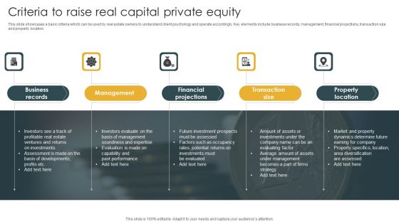 Criteria To Raise Real Capital Private Equity Information PDF