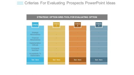 Criterias For Evaluating Prospects Powerpoint Ideas