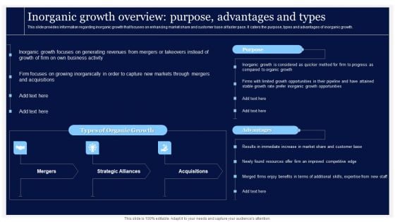 Critical Initiatives To Deploy Inorganic Growth Overview Purpose Advantages And Types Formats PDF