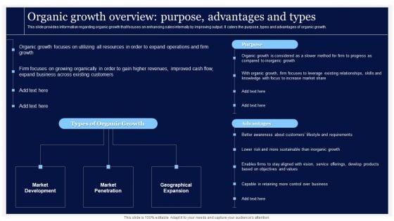 Critical Initiatives To Deploy Organic Growth Overview Purpose Advantages And Types Template PDF