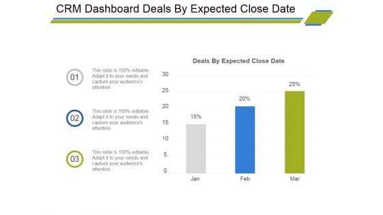 Crm Dashboard Deals By Expected Close Date Ppt PowerPoint Presentation Portfolio Icons