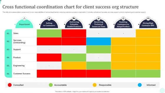 Cross Functional Coordination Chart For Client Success Org Structure Topics PDF