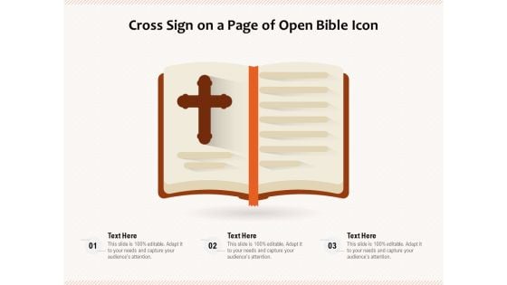 Cross Sign On A Page Of Open Bible Icon Ppt PowerPoint Presentation File Microsoft PDF