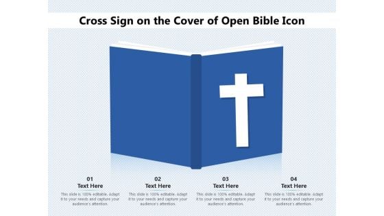 Cross Sign On The Cover Of Open Bible Icon Ppt PowerPoint Presentation File Guide PDF