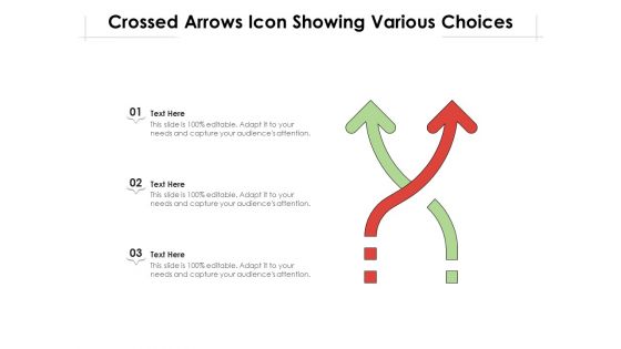 Crossed Arrows Icon Showing Various Choices Ppt PowerPoint Presentation Gallery Background PDF