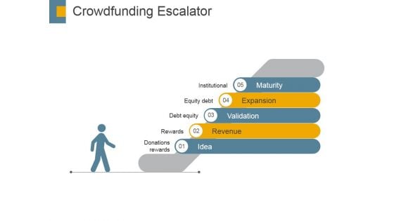 Crowdfunding Escalator Ppt PowerPoint Presentation Inspiration Design Ideas