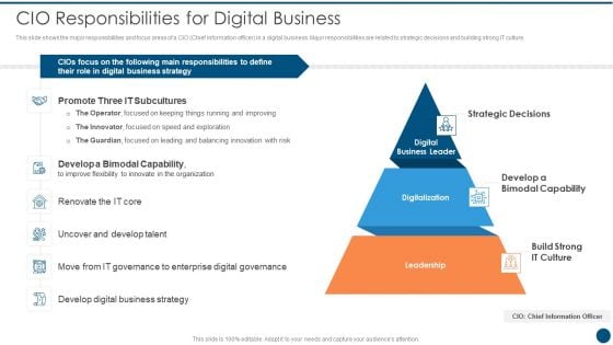 Crucial Dimensions And Structure Of CIO Transformation CIO Responsibilities For Digital Business Clipart PDF