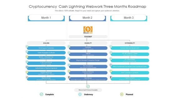 Cryptocurrency Cash Lightning Webwork Three Months Roadmap Brochure