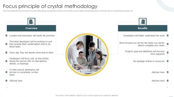 Crystal Methods In Agile Framework Focus Principle Of Crystal Methodology Icons PDF