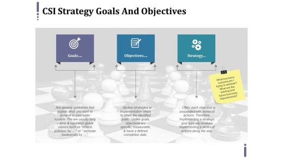 Csi Strategy Goals And Objectives Ppt PowerPoint Presentation File Outfit