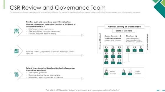 Csr Review And Governance Team Ppt Model Guide PDF