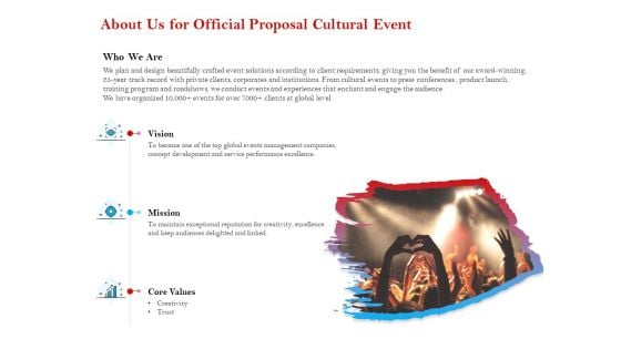 Cultural Event About Us For Official Proposal Cultural Event Structure PDF