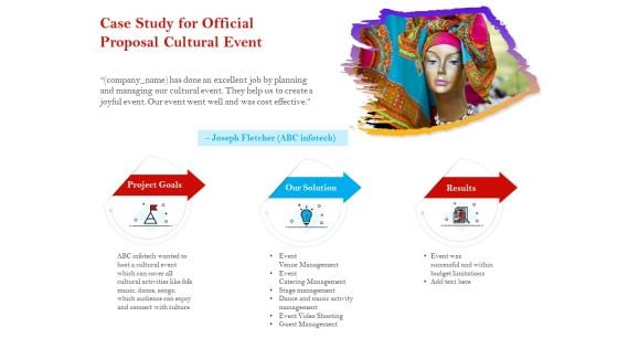 Cultural Event Case Study For Official Proposal Cultural Event Elements PDF