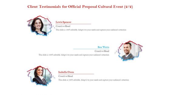 Cultural Event Client Testimonials For Official Proposal Cultural Event This Template PDF