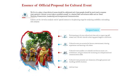 Cultural Event Essence Of Official Proposal For Cultural Event Rules PDF