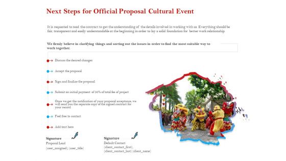 Cultural Event Next Steps For Official Proposal Cultural Event Structure PDF