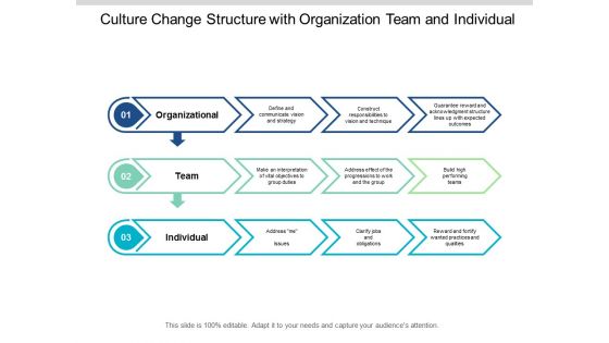 Culture Change Structure With Organization Team And Individual Ppt PowerPoint Presentation Slides Guidelines