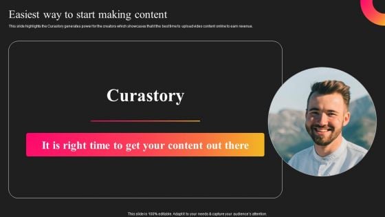 Curastory Editing Platform Pitch Deck Easiest Way To Start Making Content Inspiration PDF