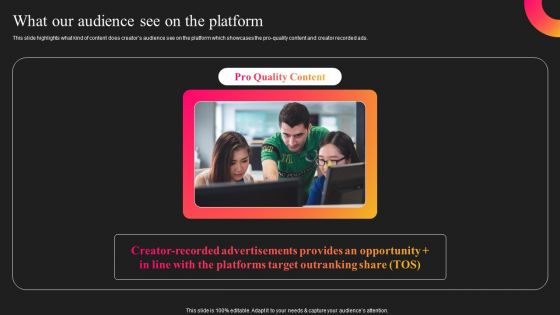 Curastory Editing Platform Pitch Deck What Our Audience See On The Platform Brochure PDF Curastory Editing Platform Pitch Deck What Our Audience See On The Platform Brochure PDF