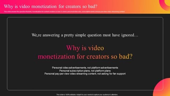 Curastory Editing Platform Pitch Deck Why Is Video Monetization For Creators So Bad Themes PDF