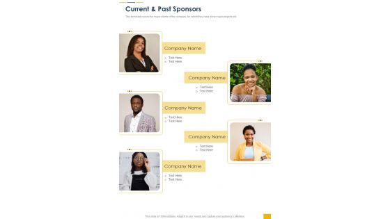 Current And Past Sponsors Business Proposal For Counseling Services One Pager Sample Example Document Current And Past Sponsors Business Proposal For Counseling Services One Pager Sample Example Document